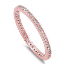 Load image into Gallery viewer, Sterling Silver Rose Plated Cubic Zirconia Eternity Wedding .925 BandAnd Width 2mm