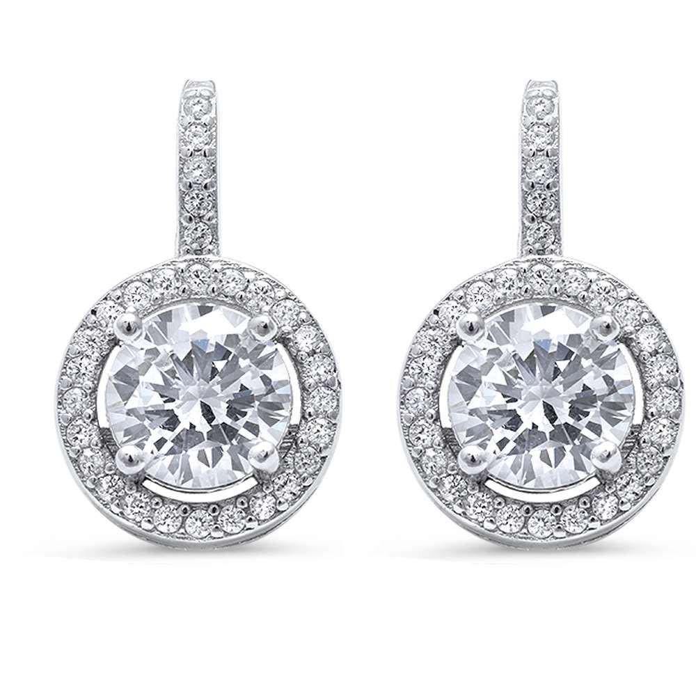 Sterling Silver Halo Style Fine Cubic Zirconia EarringAnd Thickness 19mm