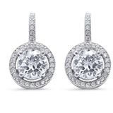 Sterling Silver Halo Style Fine Cubic Zirconia EarringAnd Thickness 19mm