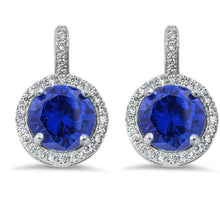 Load image into Gallery viewer, Sterling Silver Halo Tanzanite &amp; Cubic Zirconia EarringsAnd Thickness 20mm