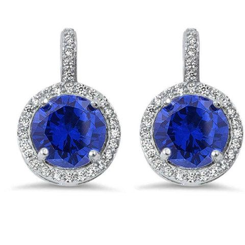 Sterling Silver Halo Tanzanite & Cubic Zirconia EarringsAnd Thickness 20mm