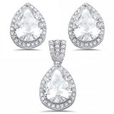 Sterling Silver Pear Shape Cubic Zirconia Earring And Pendant Set