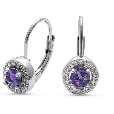 Sterling Silver Halo and Cz Heart Earrings 16mm x 8mm