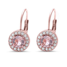 Load image into Gallery viewer, Sterling Silver MorganiteSilver Rose Gold Plated Halo Morganite And Cubic Zirconia EarringAnd Width 15mm