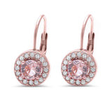 Sterling Silver MorganiteSilver Rose Gold Plated Halo Morganite And Cubic Zirconia EarringAnd Width 15mm