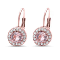 Sterling Silver MorganiteSilver Rose Gold Plated Halo Morganite And Cubic Zirconia EarringAnd Width 15mm