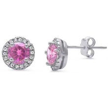 Load image into Gallery viewer, Sterling Silver Pink CZ And White Cz Earrings
