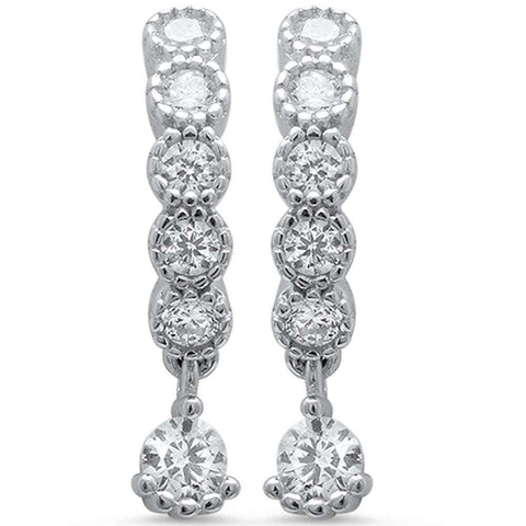 Sterling Silver Cubic Zirconia EarringAnd Thickness 3mm