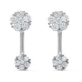 Sterling Silver Cubic Zirconia Flower Earring EarringAnd Thickness 8mm