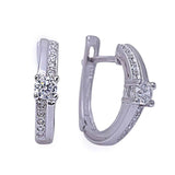 Sterling Silver Round And Pave Cubic Zirconia Hoop EarringsAnd Height 17mmAnd Width 16mm