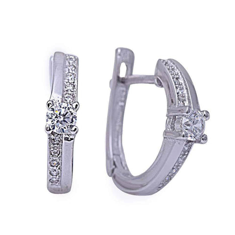 Sterling Silver Round And Pave Cubic Zirconia Hoop EarringsAnd Height 17mmAnd Width 16mm