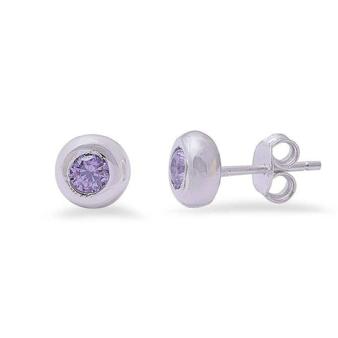 Sterling Silver  Bezel Studs EarringsAnd Thickness 7mm