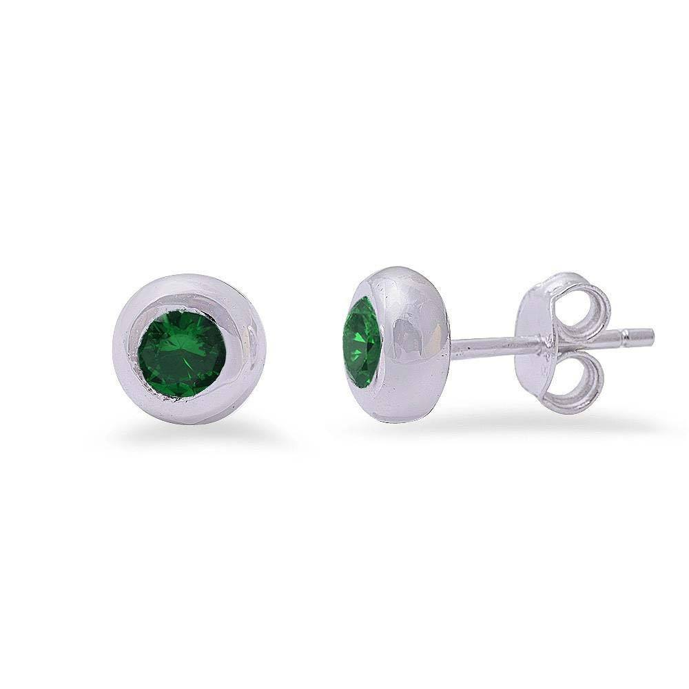 Sterling Silver  Bezel Studs EarringsAnd Thickness 7mm