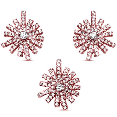 Sterling Silver Rose Gold Plated Cz Starbust Earring
