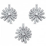 Sterling Silver Cubic Zirconia Starburst Earring And Pendant Set