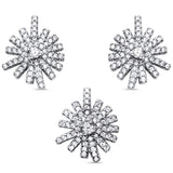 Sterling Silver Cubic Zirconia Starbust Stud Style Earrings