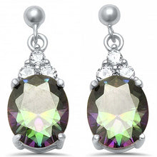 Load image into Gallery viewer, Sterling Silver Dangling Rainbow Topaz and Cz Earrings