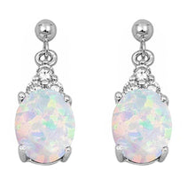 Load image into Gallery viewer, Sterling Silver White Opal and Cz Dangle Earrings