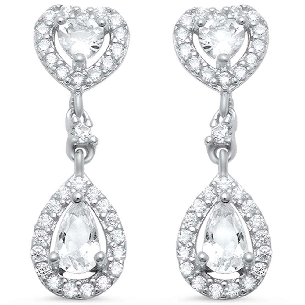 Sterling Silver Pear Cubic Zirconia EarringAnd Thickness 8mm