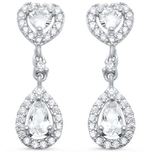 Load image into Gallery viewer, Sterling Silver Pear Cubic Zirconia EarringAnd Thickness 8mm