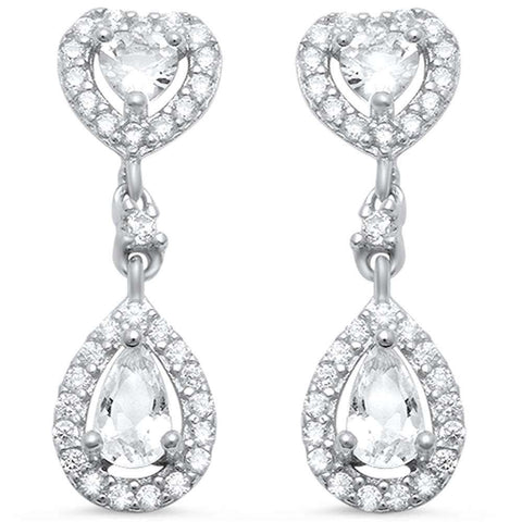 Sterling Silver Pear Cubic Zirconia EarringAnd Thickness 8mm