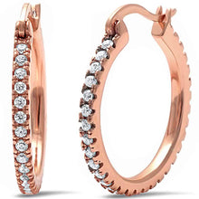 Load image into Gallery viewer, Sterling Silver Rose Gold Plated Round Cz Hoop EarringsAnd Thickness 21mm
