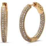 Sterling Silver Yellow Gold Plated Pave Cz Hoop Earrings