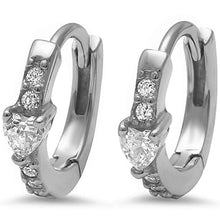 Load image into Gallery viewer, Sterling Silver Heart &amp; Round Cz Hoop EarringsAnd Thickness 12mm