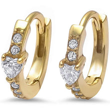 Load image into Gallery viewer, Sterling Silver Yellow Gold Plated Heart &amp; Round Cz Hoop EarringsAnd Thickness 12mm
