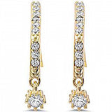 Sterling Silver Yellow Gold Plated Cz EarringAnd Thickness 16mm