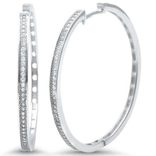 Load image into Gallery viewer, Sterling Silver Micro Pave Cubic Zirconia Hoop EarringsAnd Thickness 36mm