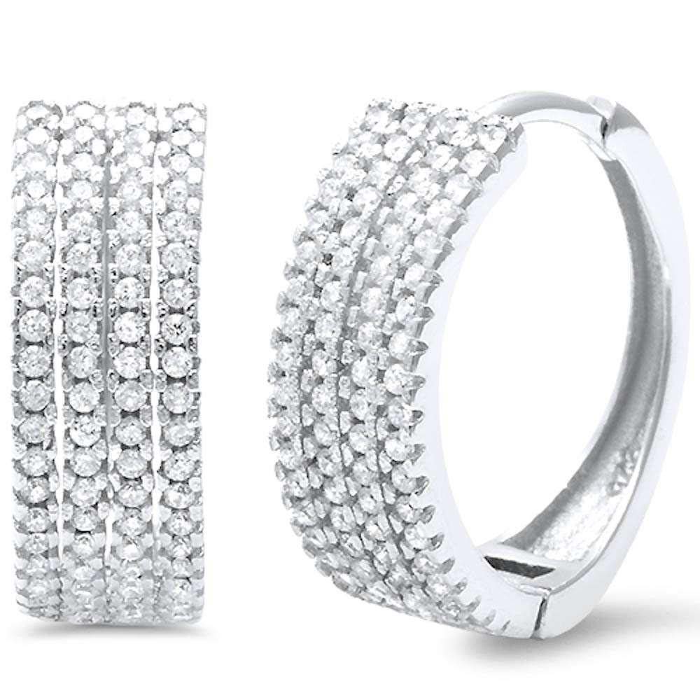 Sterling Silver Micro Pave Cubic Zirconia Hoop EarringsAnd Thickness 18mm