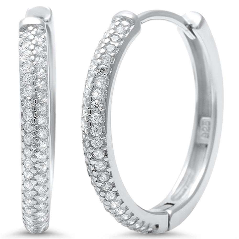 Sterling Silver Micro Pave Cubic Zirconia Hoop EarringsAnd Thickness 20mm
