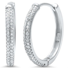 Load image into Gallery viewer, Sterling Silver Micro Pave Cubic Zirconia Hoop EarringsAnd Thickness 20mm