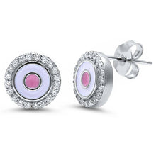 Load image into Gallery viewer, Sterling Silver New Round Cubic Zirconia EarringAnd Thickness 10mm