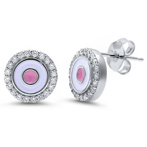 Sterling Silver New Round Cubic Zirconia EarringAnd Thickness 10mm