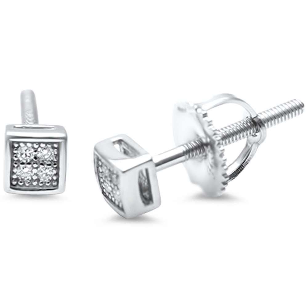 Sterling Silver Princess Cut Micro Pave CZ EarringsAnd Thickness 4mm