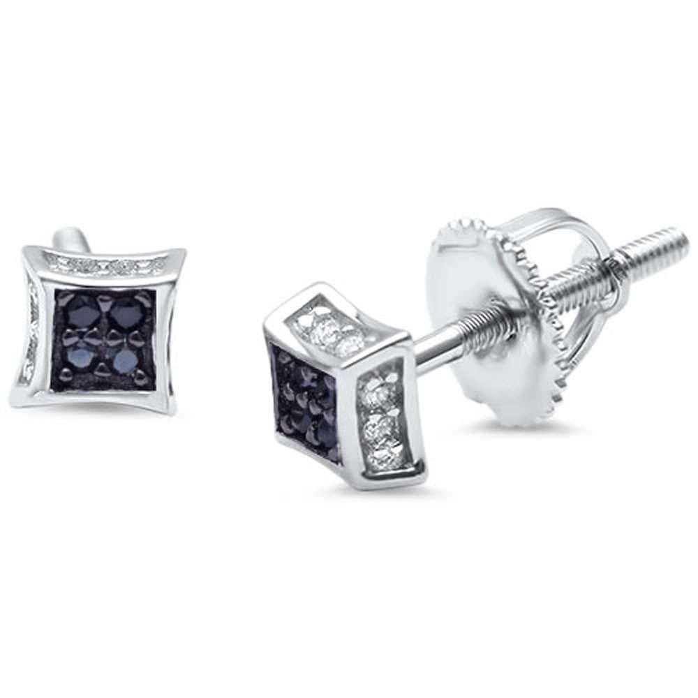 Sterling Silver Princess Cut Micro Pave CZ EarringsAnd Thickness 4mm