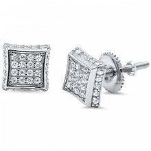 Load image into Gallery viewer, Sterling Silver Princess Cut Micro Pave CZ EarringsAnd Thickness 6mm