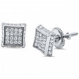 Sterling Silver Princess Cut Micro Pave CZ EarringsAnd Thickness 6mm