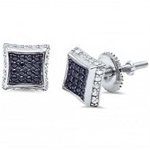 Load image into Gallery viewer, Sterling Silver Square Micro Pave Hip Hop EarringsAnd Thickness 8mm