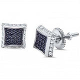 Sterling Silver Square Micro Pave Hip Hop EarringsAnd Thickness 8mm