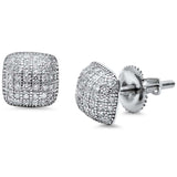 Sterling Silver Cute Square CZ Stud EarringsAnd Thickness 6mm