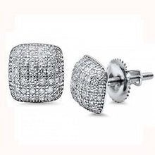 Load image into Gallery viewer, Sterling Silver 9MM Princess Cut Cubic Zirconia Stud Earrings