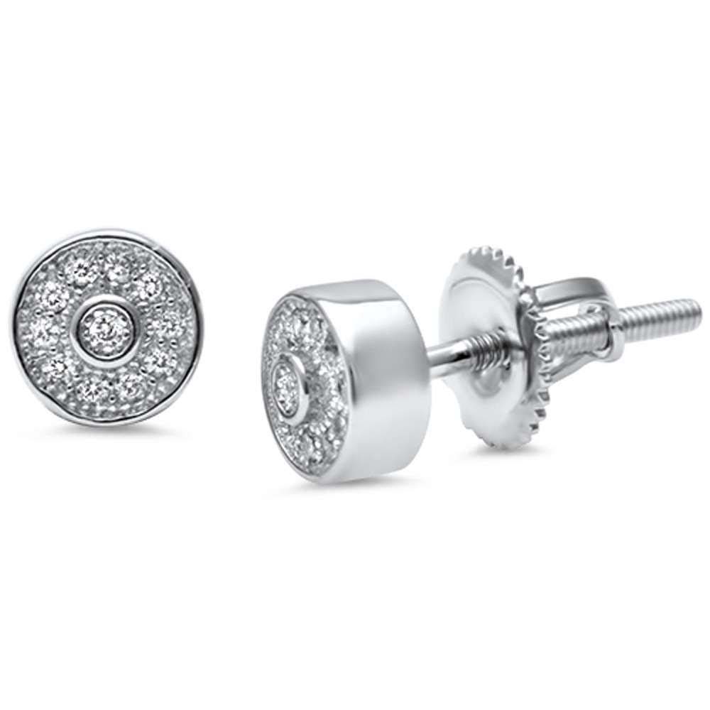 Sterling Silver Round CZ Stud EarringsAnd Thickness 6mm