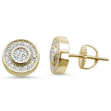 Load image into Gallery viewer, Sterling Silver 9MM Yellow Gold Plated Round Halo Cubic Zirconia Earrings