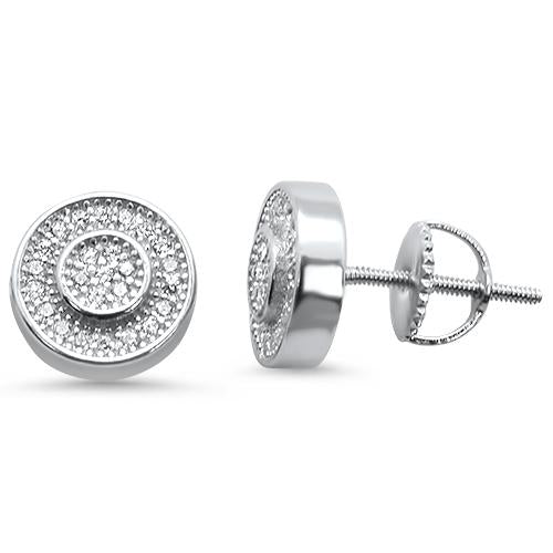 Sterling Silver 9MM Round Halo CZ  Stud Earrings