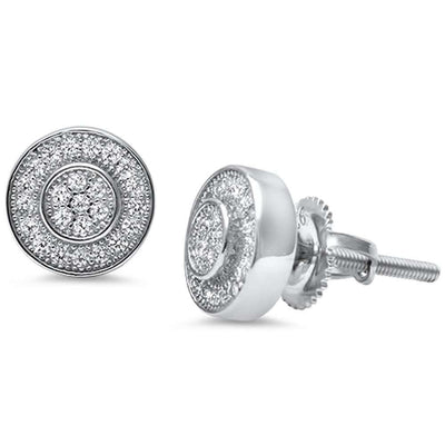 Sterling Silver Micro Pave Round Halo CZ Earrings - silverdepot