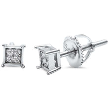 Load image into Gallery viewer, Sterling Silver Square Princess Cut CZ Stud EarringsAnd Thickness 4mm