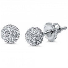 Load image into Gallery viewer, Sterling Silver Round Fireball Sphere Stud EarringsAnd Thickness 6mm